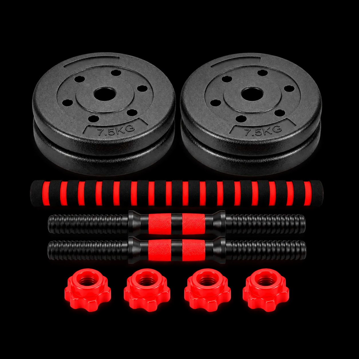 Kit mancuernas convertible en barra 30 kg | 4 discos