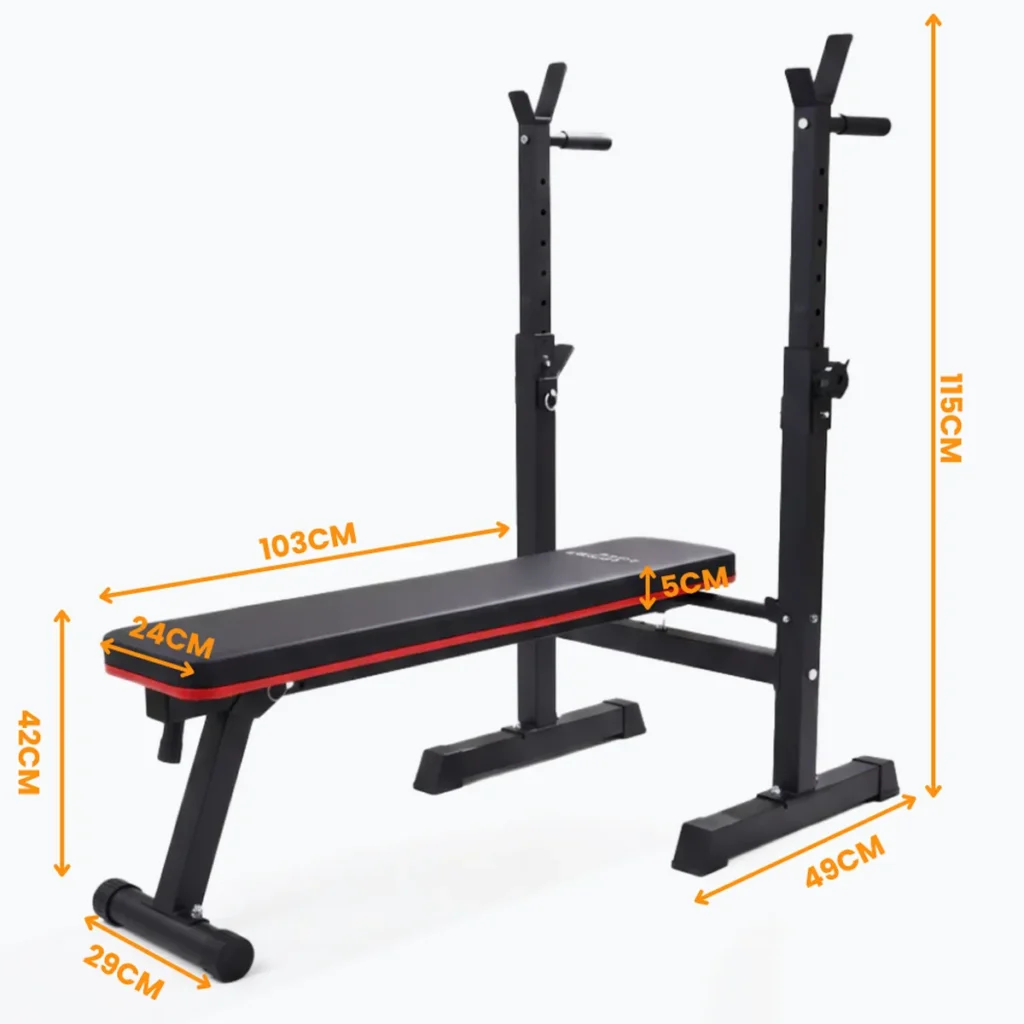 Banco plano con soporte para barra