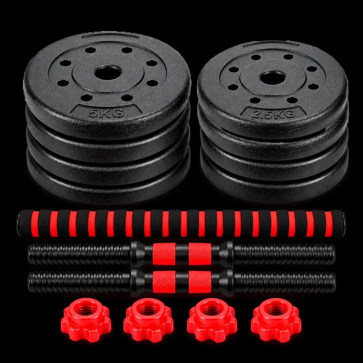Kit mancuernas convertible en barra 30 kg | 8 discos
